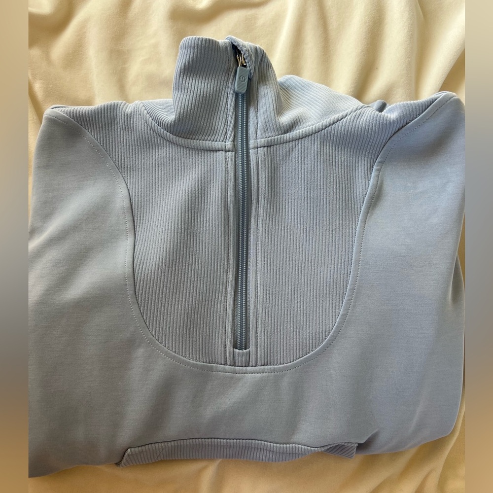 lululemon athletica Light Blue Softstreme Ribbed Quarter-Zip Pullover